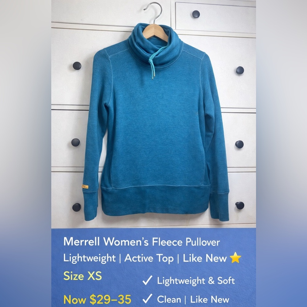 Merrell Women’s Fleece Pullover XS | Lightweight Active Top Hiking Like New